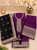 Divine (Deep Plum) 3-Piece Embroidered