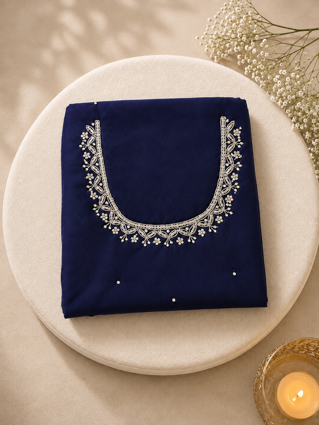 Sitara — Midnight Blue Hand-Embellished Saree
