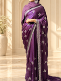 Noor — Royal Plum Fandy silk Cut Dana embellishments