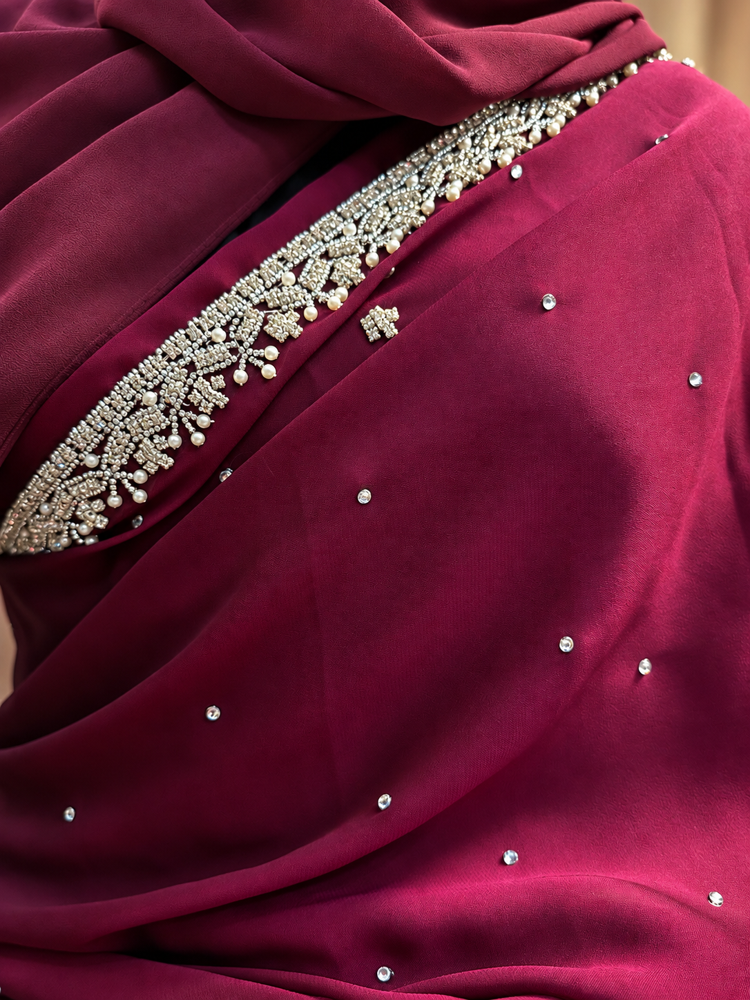 Meera— Deep burgundy luxury handwork Saree