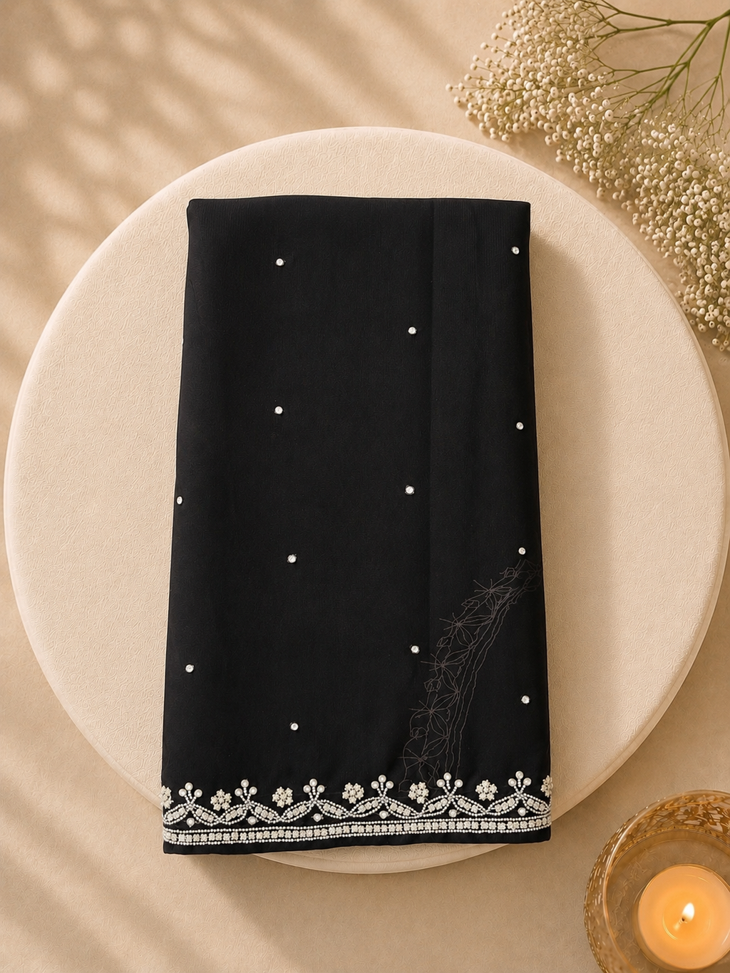 Sitara — Black Hand-Embellished Saree
