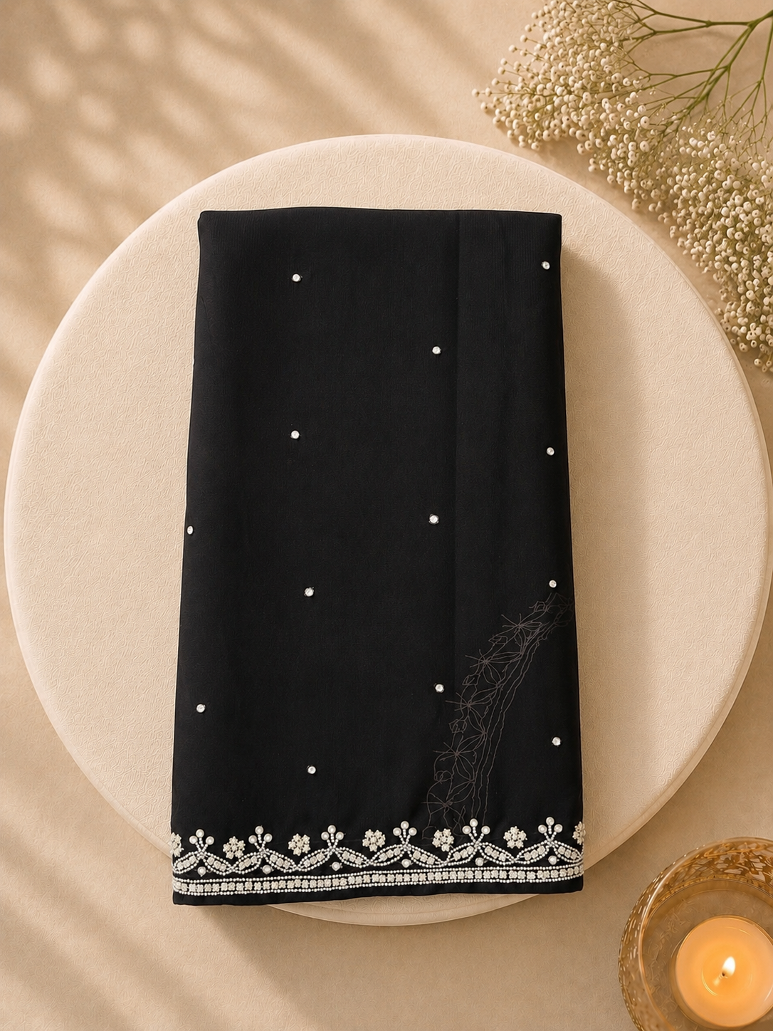 Sitara — Black Hand-Embellished Saree