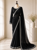 Sitara — Black Hand-Embellished Saree