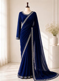 Sitara — Midnight Blue Hand-Embellished Saree