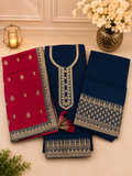 Divine (Royal Blue) 3-Piece Embroidered