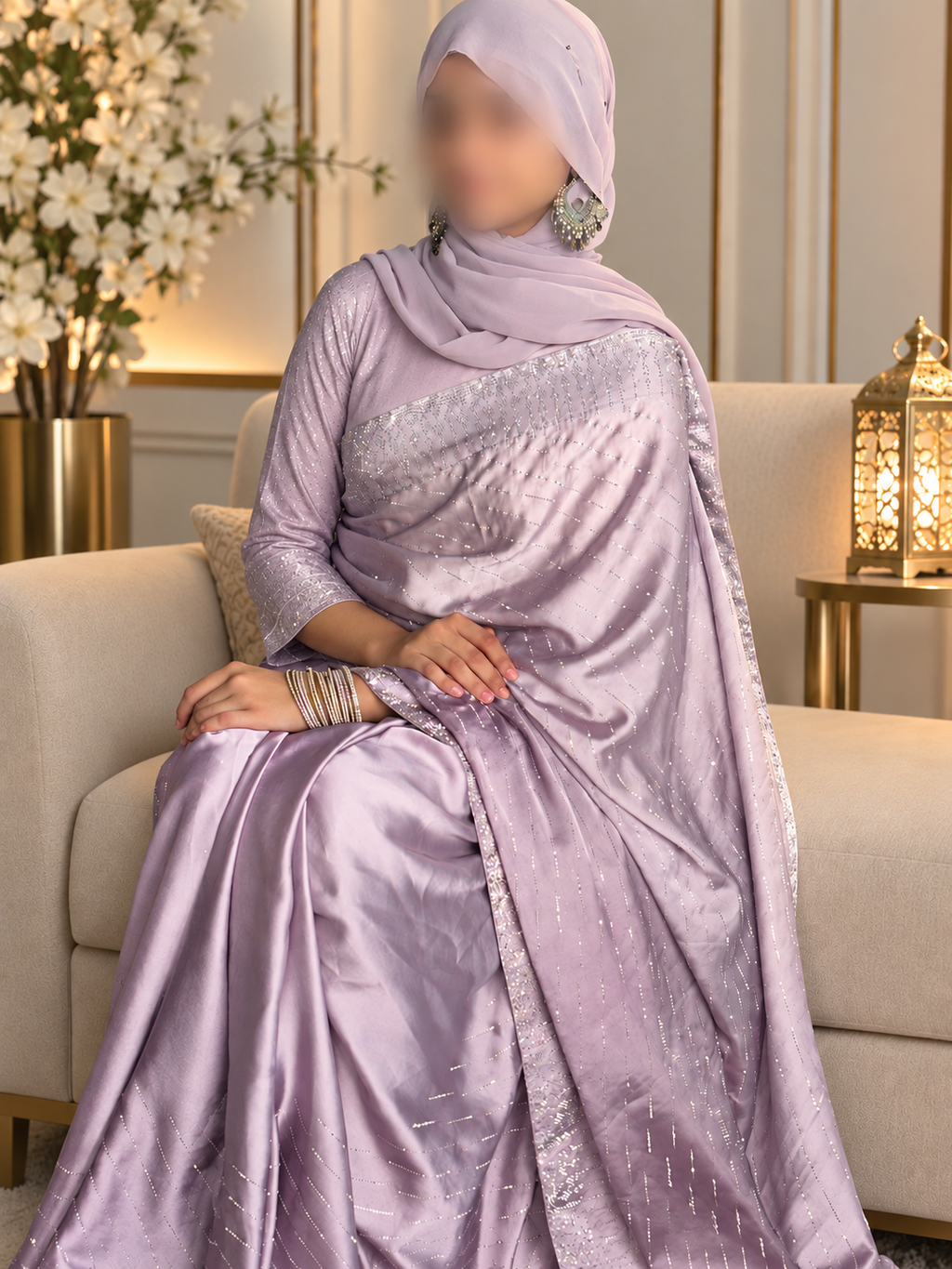 Elsa — Dusty lavender Sitara & Sequin Saree