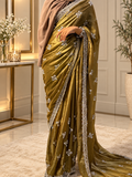Noor —Olive gold Fandy silk cut Dana embellishments