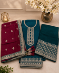Divine (Teal) 3-Piece Embroidered