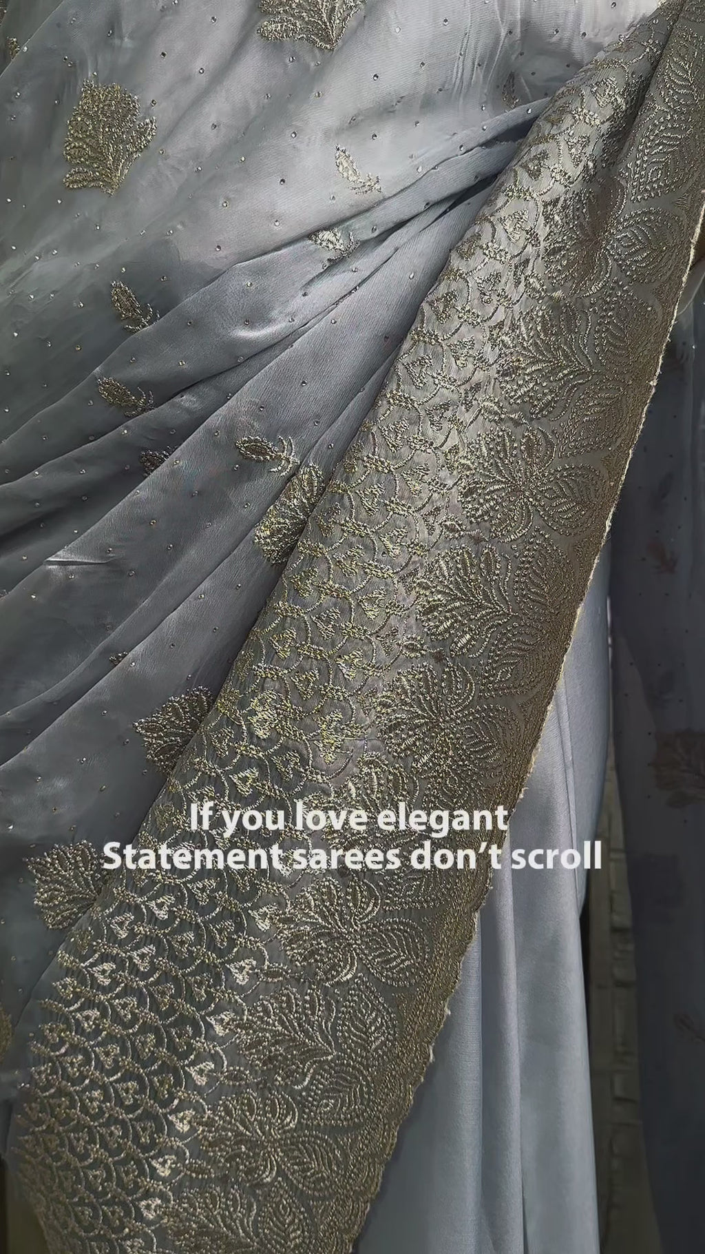 Ella— Grey Saree with light gold Embroidery