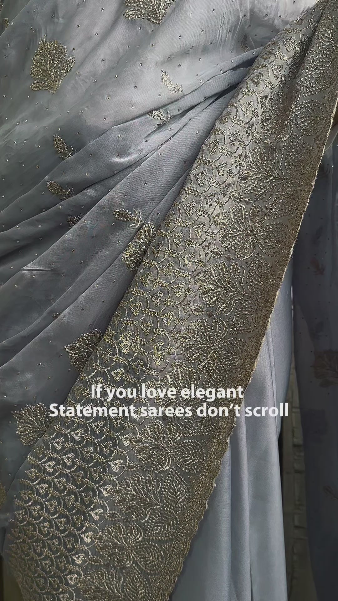 Ella— Grey Saree with light gold Embroidery