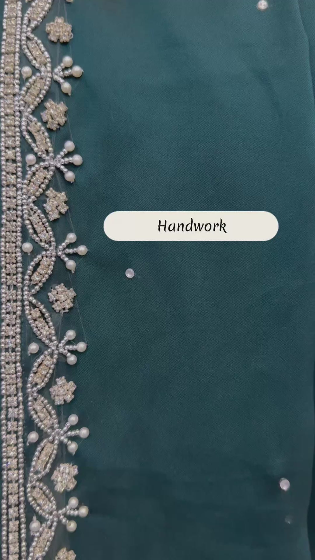 Sitara — Deep Green Hand-Embellished Saree