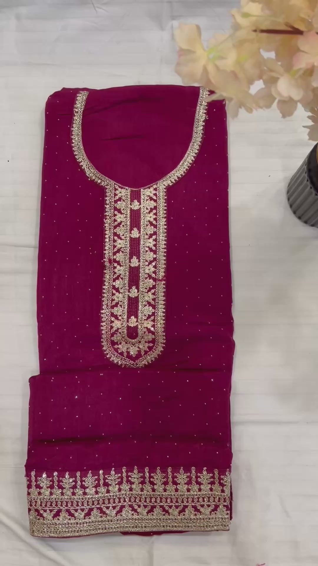 Divine (Deep Burgundy) 3-Piece Embroidered
