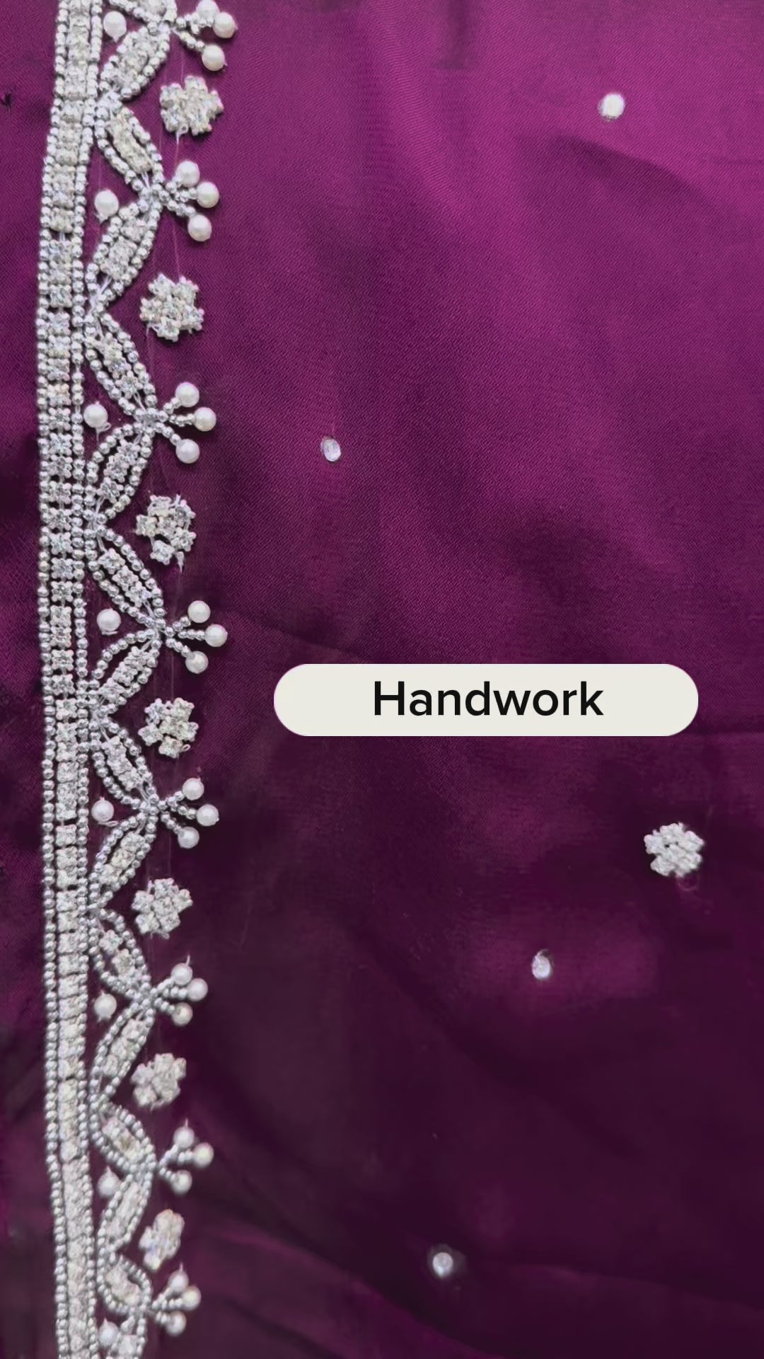 Sitara — Deep Berry Hand-Embellished Saree