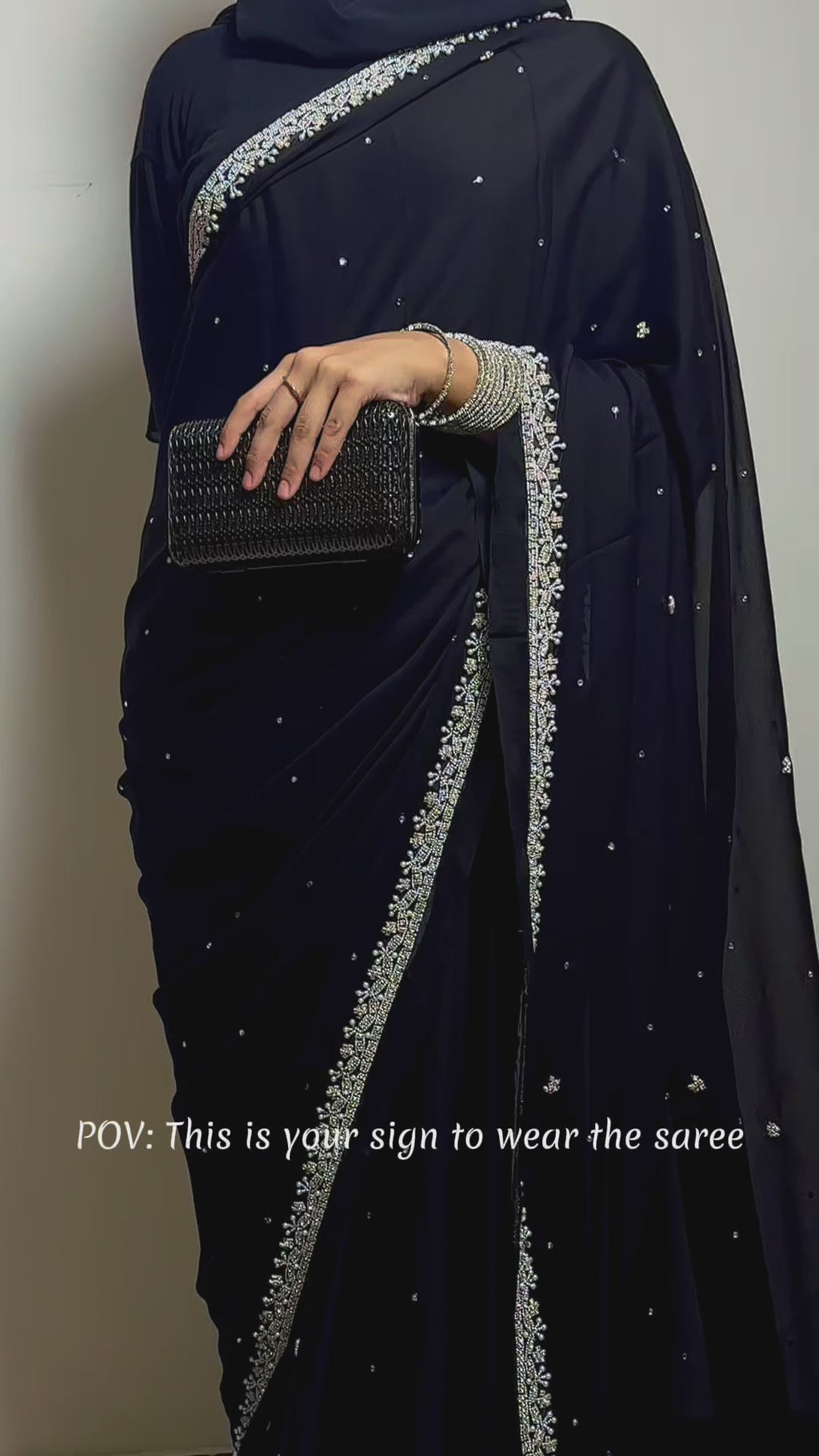 Meera — Midnight Black Luxury Handwork Saree