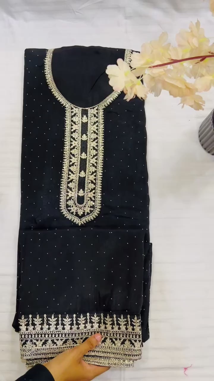 Divine (Black) 3-Piece Embroidered