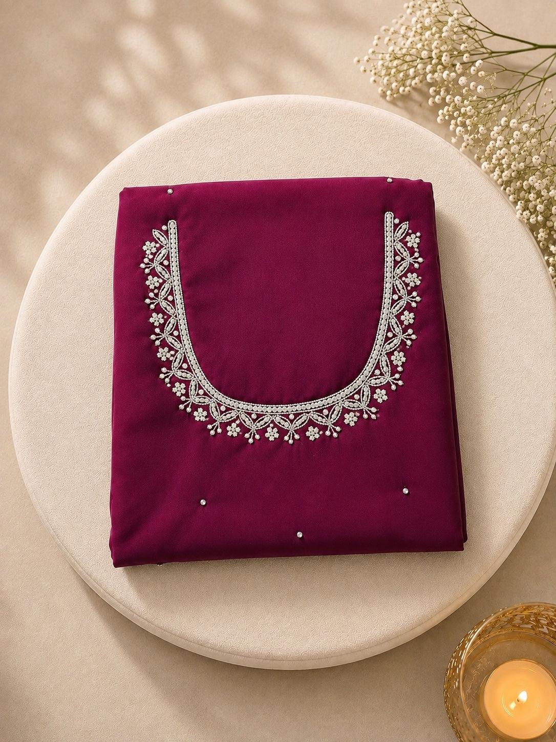 Sitara deep berry blouse hand embellishment